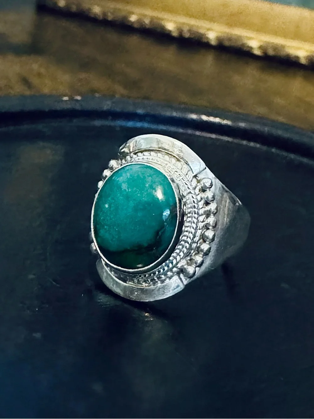 Vintage Tibetan Turquoise Sterling Silver Ring
